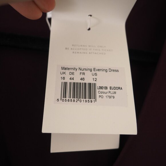 NWT Seraphine Luxe Eudora Plum Maternity Nursing Long Sleeve Evening Dress sz 12 - Picture 6 of 8